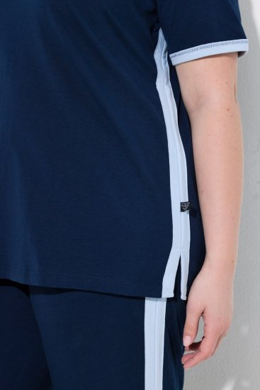 Ulla Popken 851245 Stribet pyjamas Mørkeblå - Pyjama/Loungewear - 