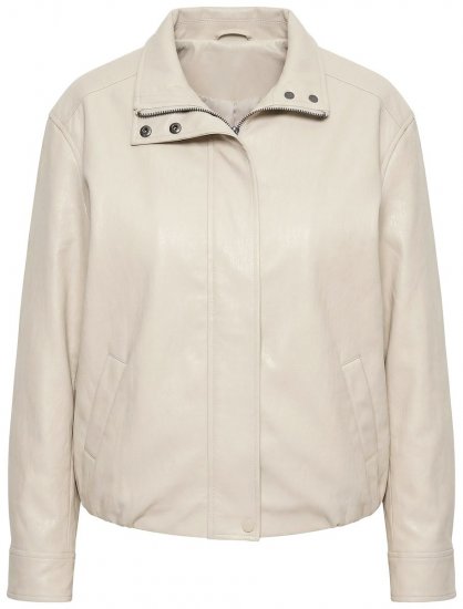 Ulla Popken 851329 Bikerjakke i læderlook med lynlås Taupe - Jakker - Dame jakker i store størrelser