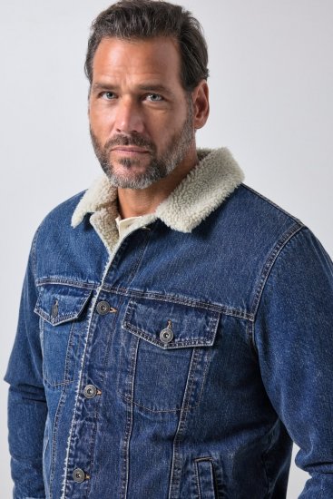 JP1880 851363 Denimjakke med teddyfor Denimblå TALL - TALL jakker - TALL jakker med ekstra længde