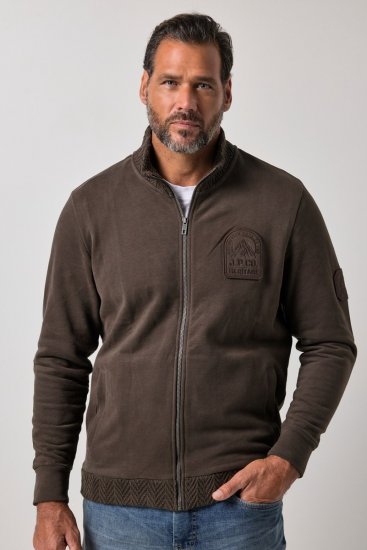 JP1880 851387 Sweatjakke med lynlås Hasselnød TALL - TALL trøjer - TALL sweatshirts til høje mænd