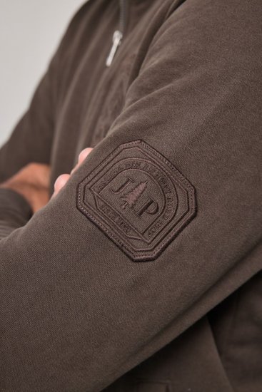 JP1880 851387 Sweatjakke med lynlås Hasselnød TALL - TALL trøjer - TALL sweatshirts til høje mænd