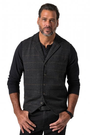 JP1880 851395 Ternet tweedvest med stretch Sort - Habitter og blazere - Habitter og jakkesæt i store størrelser