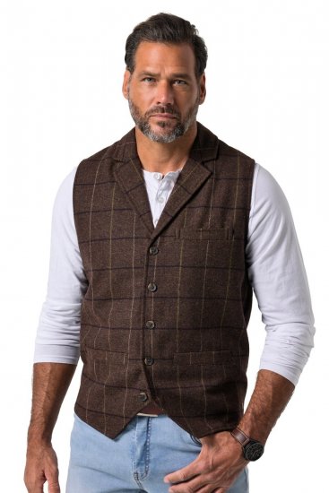 JP1880 851395 Ternet tweedvest med stretch Mørkebrun - Habitter og blazere - Habitter og jakkesæt i store størrelser