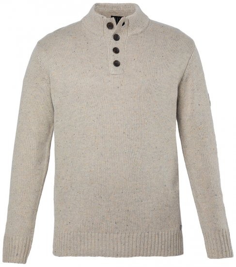 JP1880 851436 Striktrøje med knapkrave Nøddebrun TALL - TALL trøjer - TALL sweatshirts til høje mænd