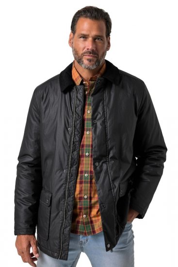 JP1880 851493 Vokset jakke med fløjlskrave Sort - Jakker - Jakker i store størrelser, 2XL- 12XL