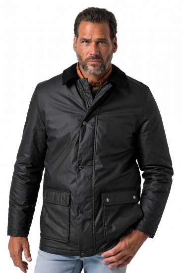 JP1880 851493 Vokset jakke med fløjlskrave Sort - Jakker - Jakker i store størrelser, 2XL- 12XL