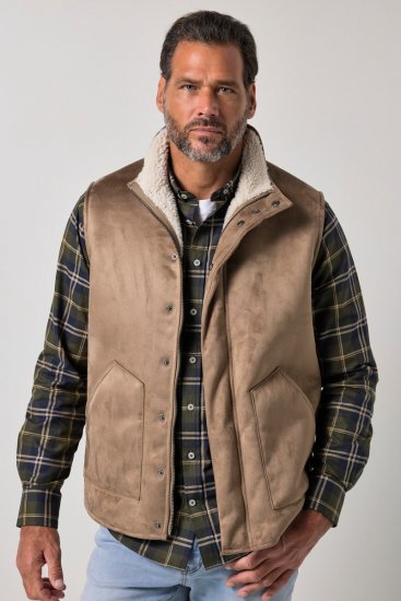 JP1880 851516 Ruskindsvest med teddyfor Beige - Jakker - Jakker i store størrelser, 2XL- 12XL