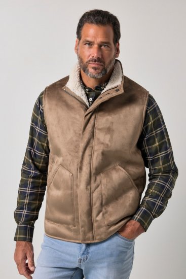 JP1880 851516 Ruskindsvest med teddyfor Beige - Jakker - Jakker i store størrelser, 2XL- 12XL