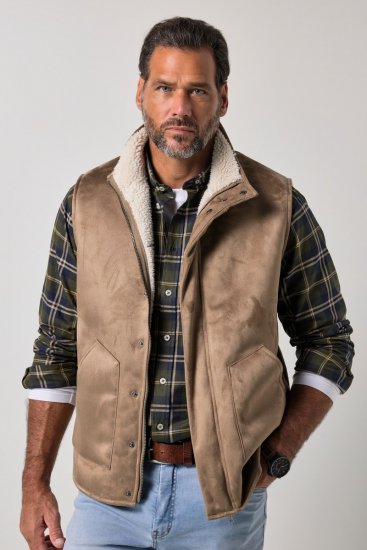 JP1880 851516 Ruskindsvest med teddyfor Beige - Jakker - Jakker i store størrelser, 2XL- 12XL