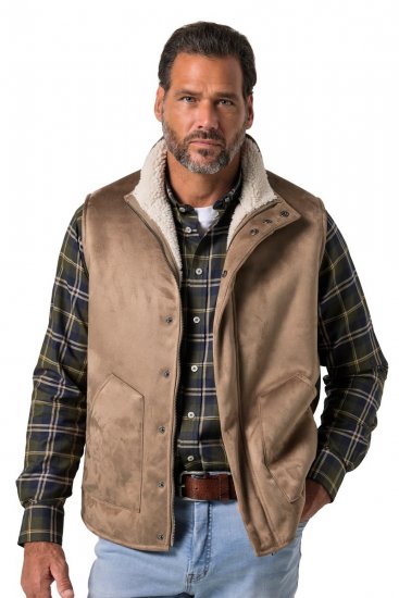 JP1880 851516 Ruskindsvest med teddyfor Beige - Jakker - Jakker i store størrelser, 2XL- 12XL
