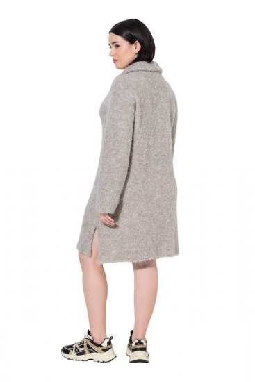 Ulla Popken 851563 Langærmet strikket kjole Beige - Kjoler - Kjoler til alle størrelser