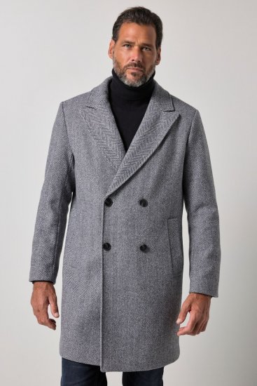 JP1880 851613 Dobbeltradet Uldfrakke Mørkegrå - Jakker - Jakker i store størrelser, 2XL- 12XL