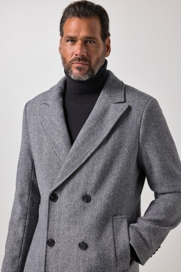 JP1880 851613 Dobbeltradet Uldfrakke Mørkegrå - Jakker - Jakker i store størrelser, 2XL- 12XL
