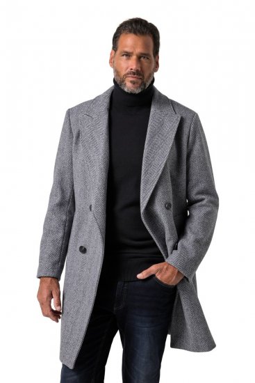 JP1880 851613 Dobbeltradet Uldfrakke Mørkegrå - Jakker - Jakker i store størrelser, 2XL- 12XL