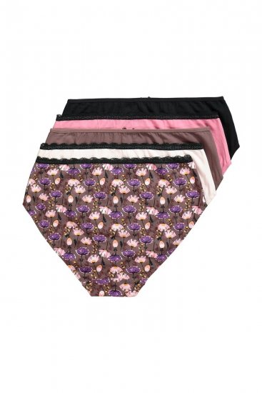Ulla Popken 851711 Blomstrede trusser 5-pak Brun - Trusser - 