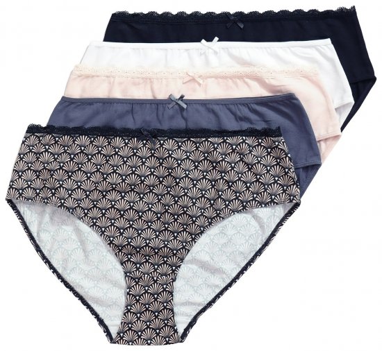 Ulla Popken 851730 Mønstrede trusser 5-pak Beige - Trusser - 