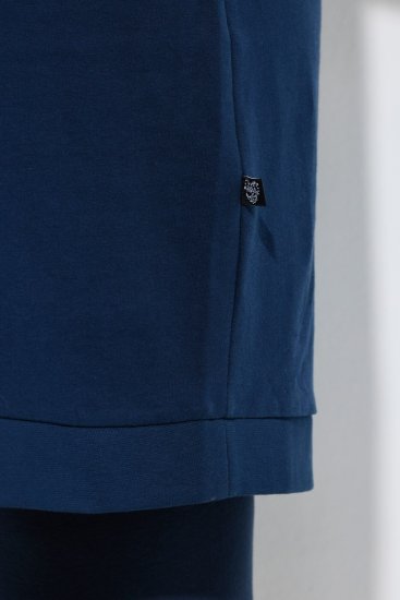 Ulla Popken 851749 Ternet hjemmekjole med hætte Mørkeblå - Pyjama/Loungewear - 