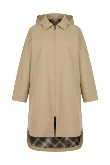Ulla Popken 851764 Oversize frakke med aftagelig hætte Sand - Frakker - Frakker i store størrelser