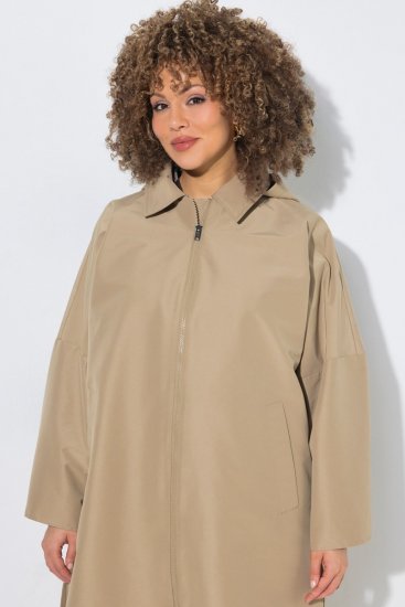 Ulla Popken 851764 Oversize frakke med aftagelig hætte Sand - Frakker - Frakker i store størrelser