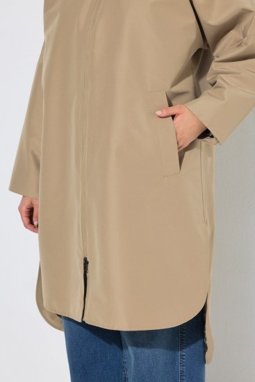 Ulla Popken 851764 Oversize frakke med aftagelig hætte Sand - Frakker - Frakker i store størrelser