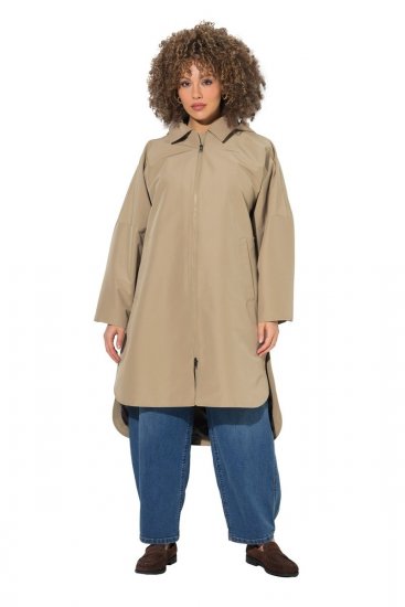 Ulla Popken 851764 Oversize frakke med aftagelig hætte Sand - Frakker - Frakker i store størrelser