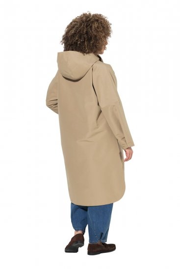 Ulla Popken 851764 Oversize frakke med aftagelig hætte Sand - Frakker - Frakker i store størrelser