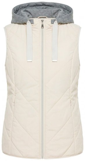 Ulla Popken 851781 Quiltet vest med hætte Benhvid - Veste - 