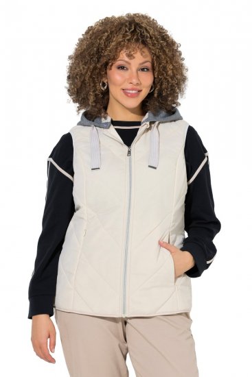 Ulla Popken 851781 Quiltet vest med hætte Benhvid - Veste - 