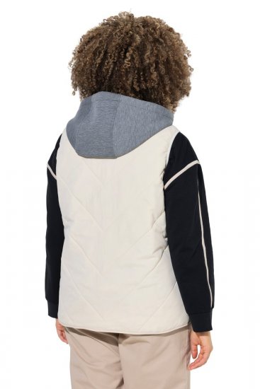 Ulla Popken 851781 Quiltet vest med hætte Benhvid - Veste - 