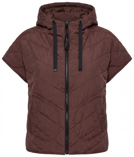 Ulla Popken 851785 Oversize quiltet vest med hætte Brun - Veste - 