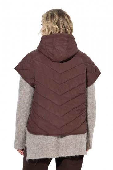Ulla Popken 851785 Oversize quiltet vest med hætte Brun - Veste - 