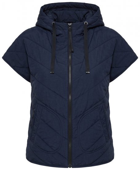 Ulla Popken 851785 Oversize quiltet vest med hætte Mørkeblå - Veste - 