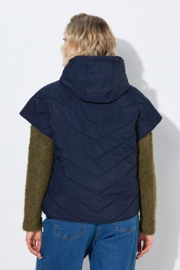 Ulla Popken 851785 Oversize quiltet vest med hætte Mørkeblå - Veste - 