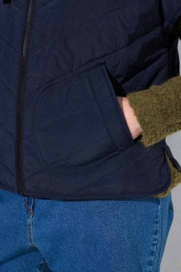 Ulla Popken 851785 Oversize quiltet vest med hætte Mørkeblå - Veste - 