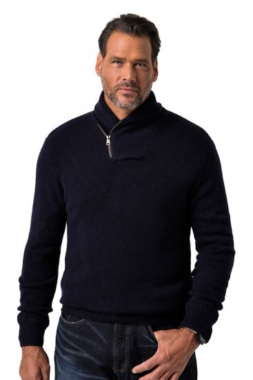 JP1880 851795 Striktrøje med sjalskrave Mørkeblå TALL - TALL trøjer - TALL sweatshirts til høje mænd
