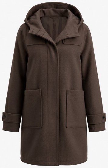 Ulla Popken 851803 Duffelcoat Mørkebrun - Frakker - Frakker i store størrelser