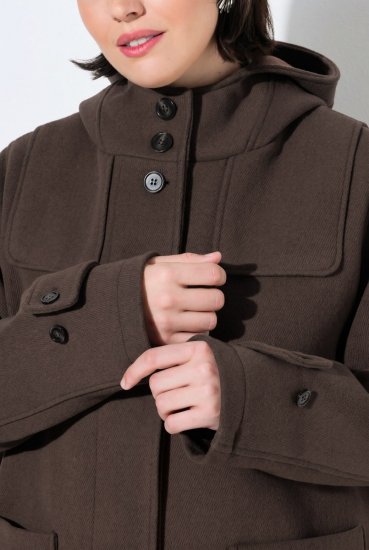 Ulla Popken 851803 Duffelcoat Mørkebrun - Frakker - Frakker i store størrelser