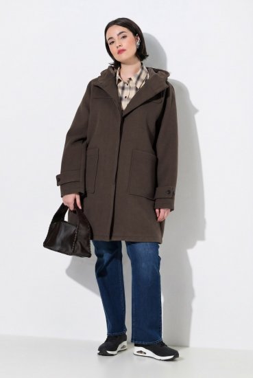 Ulla Popken 851803 Duffelcoat Mørkebrun - Frakker - Frakker i store størrelser