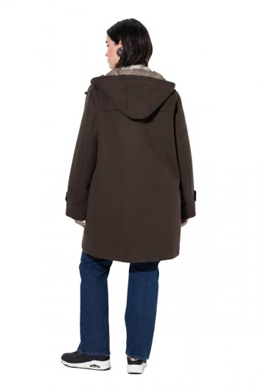 Ulla Popken 851803 Duffelcoat Mørkebrun - Frakker - Frakker i store størrelser