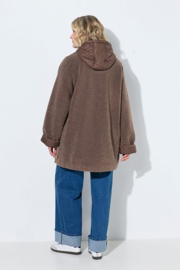 Ulla Popken 851809 Teddyjakke Lysebrun - Jakker - Dame jakker i store størrelser