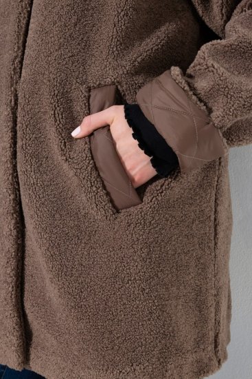 Ulla Popken 851809 Teddyjakke Lysebrun - Jakker - Dame jakker i store størrelser