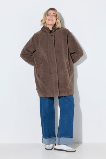 Ulla Popken 851809 Teddyjakke Lysebrun - Jakker - Dame jakker i store størrelser