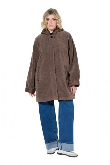 Ulla Popken 851809 Teddyjakke Lysebrun - Jakker - Dame jakker i store størrelser