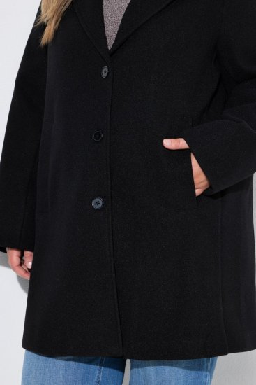 Ulla Popken 851829 Uldfrakke Sort - Frakker - Frakker i store størrelser
