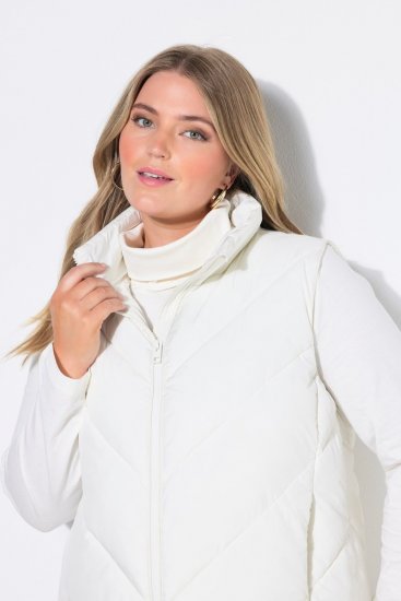 Ulla Popken 851833 Quiltet vest med ståkrave Benhvid - Veste - 