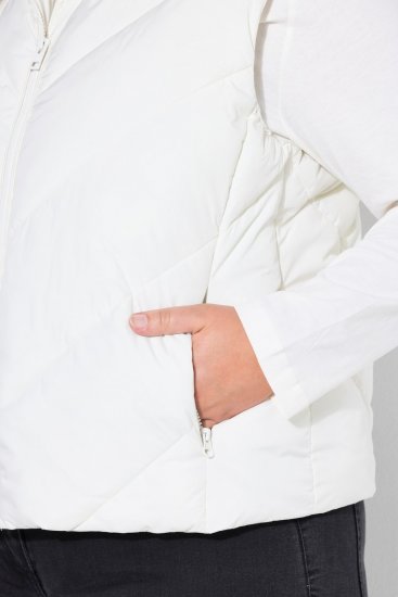 Ulla Popken 851833 Quiltet vest med ståkrave Benhvid - Veste - 