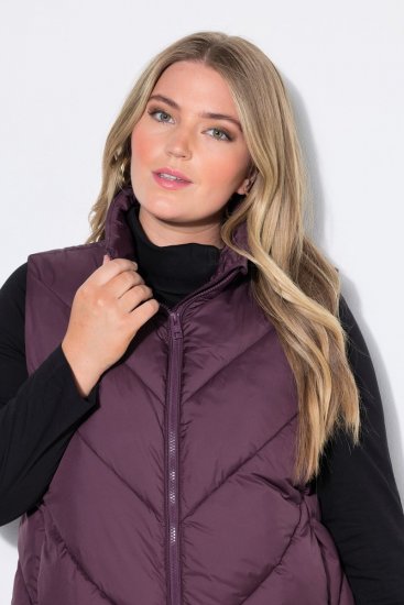 Ulla Popken 851833 Quiltet vest med ståkrave Brun - Veste - 