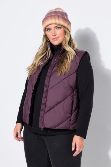 Ulla Popken 851833 Quiltet vest med ståkrave Brun - Veste - 