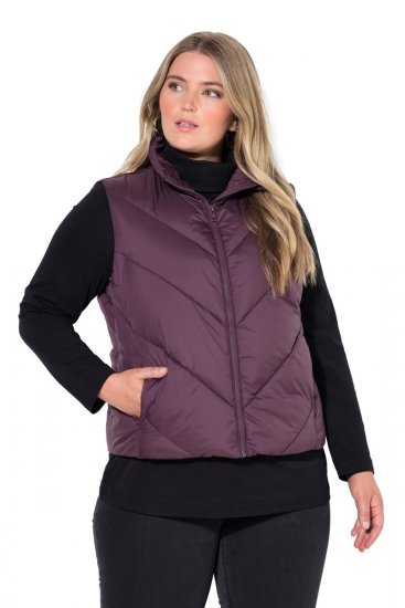 Ulla Popken 851833 Quiltet vest med ståkrave Brun - Veste - 