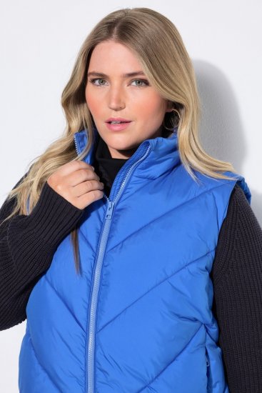 Ulla Popken 851833 Quiltet vest med ståkrave Blå - Veste - 